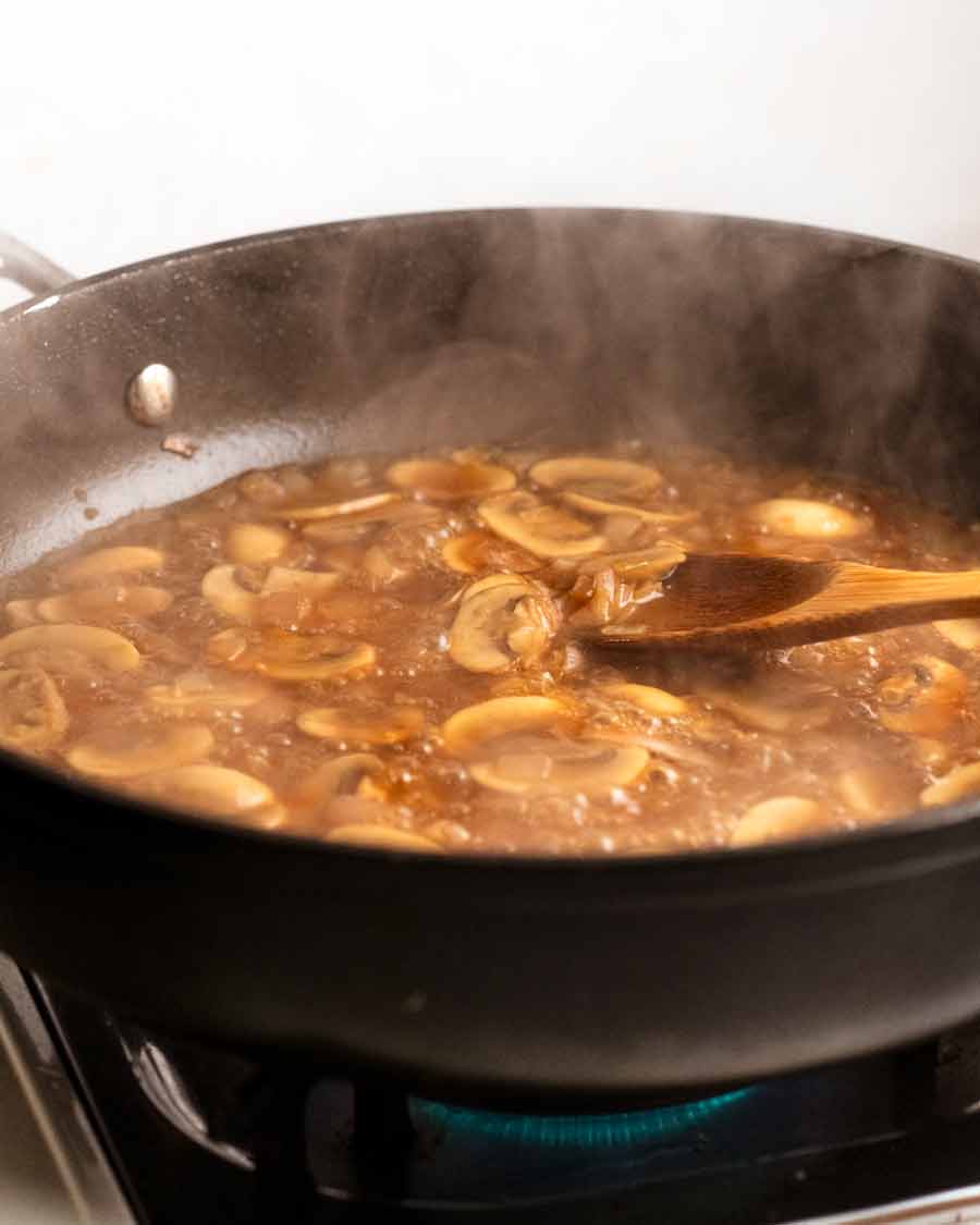 Making Chicken Marsala sauce