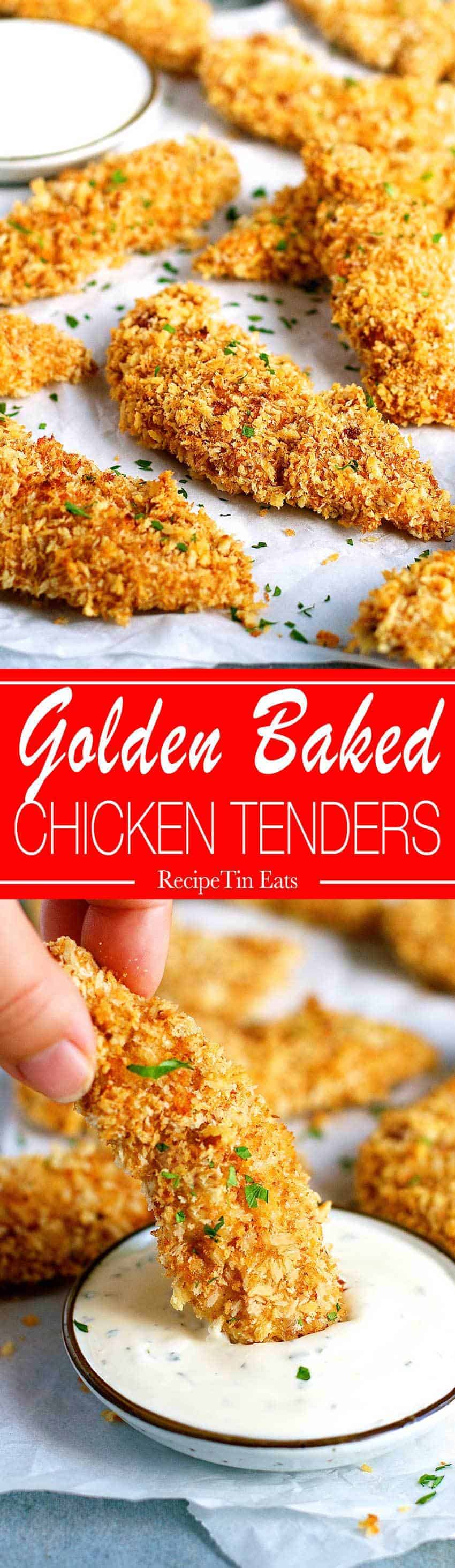 Crunchy Baked Breaded Chicken Tenders | Made this for the family the other night, INSANELY delicious!!!! And NO MESSY FINGERS!