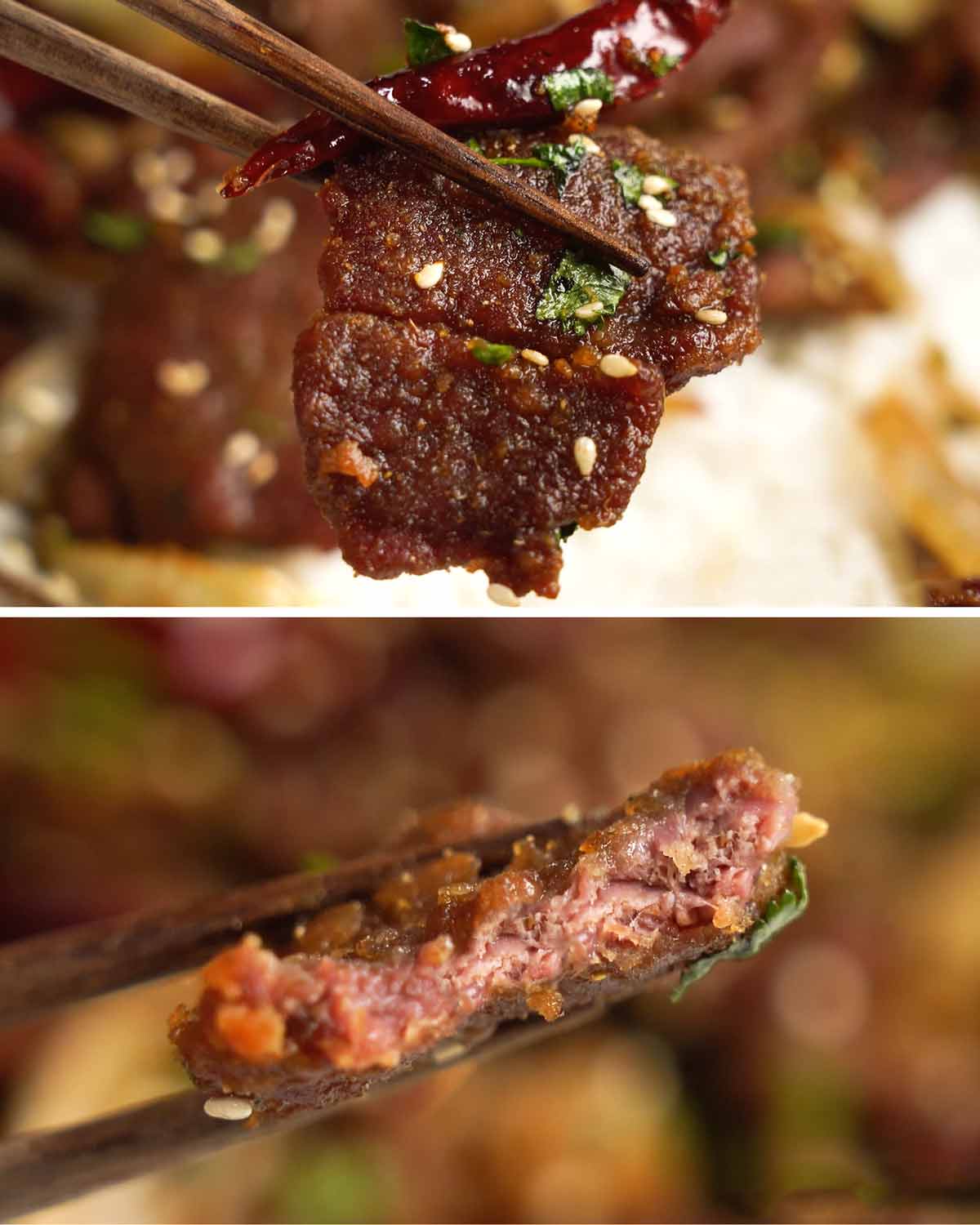 Xinjiang Cumin Lamb Stir Fry close up