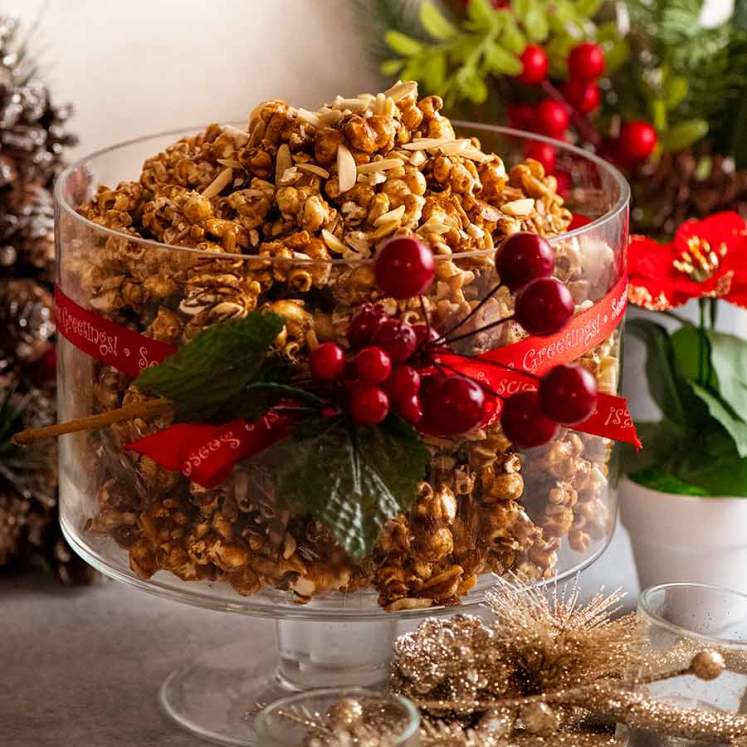 Bowl of Christmas Popcorn Candy
