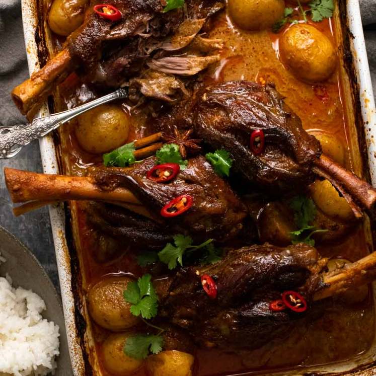 Slow Roasted Lamb Shanks in Massaman Curry