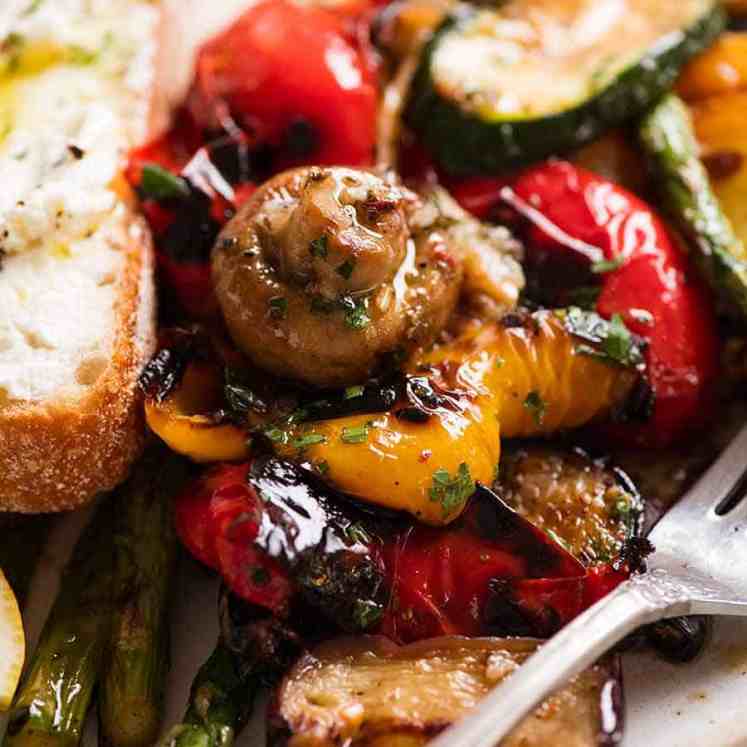 Close up of Marinated Grilled Vegetables