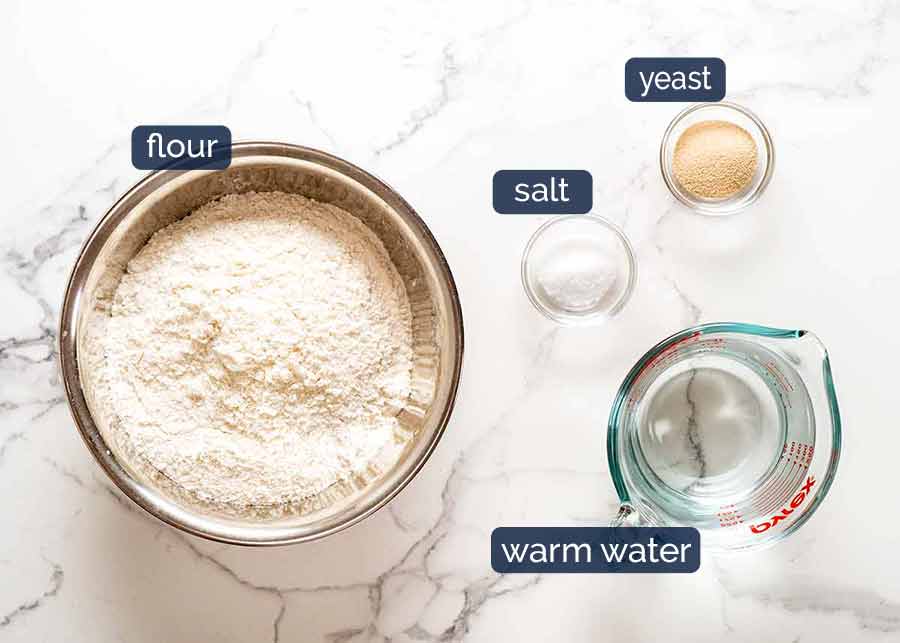Ingredients in homemade No Knead Artisan style bread
